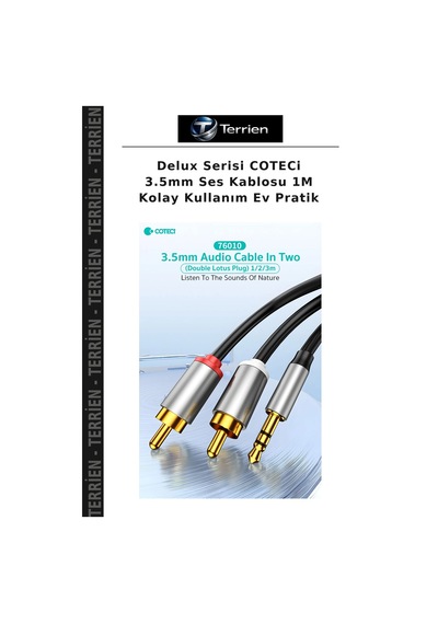 Delux Serisi Coteci 3.5mm Ses Kablosu 1m Kolay Kullanım Ev Pratik