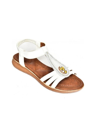 Fox Shoes S258013709 Beyaz Alçak Tabanlı Kadın Sandalet Beyaz