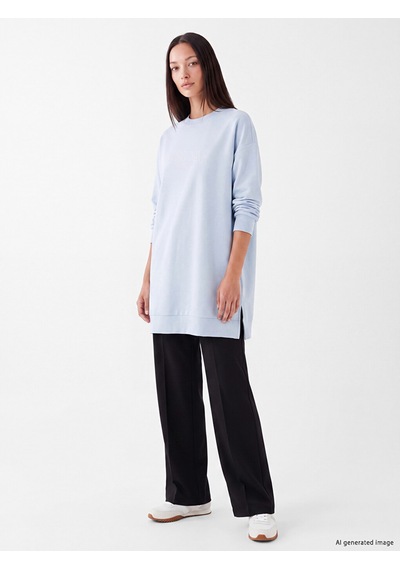 LC Waikiki Lc Waıkıkı Mavi Soft Touch Kadın Sweatshirt Tunik