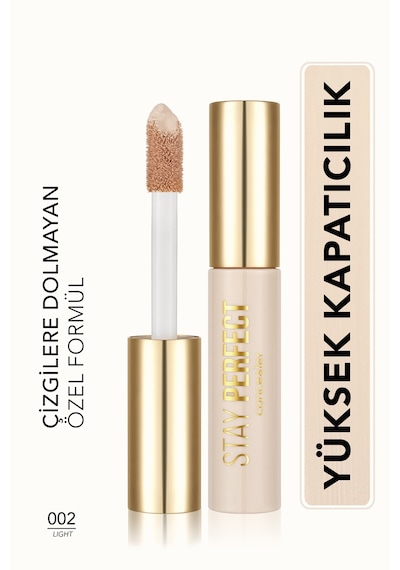 Flormar Stay Perfect Yüksek Pigmentli & Yarı Mat Bitişli Likit Kapatıcı 002 Light