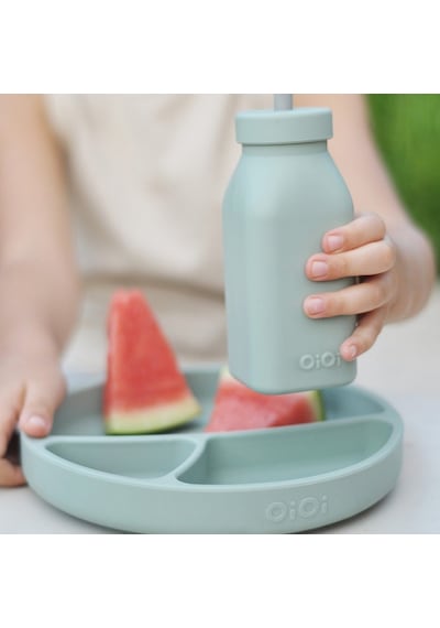 Oioi Silikon Şişe ve Pipet 6+ Ay 200 ML River Green - Powder Grey Gri
