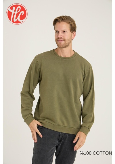 Kly Unisex Relax Fit Rahat Kesim %100 Pamuklu Yumuşak Dokulu Şardonsuz Bisiklet Yaka Sweatshirt Yeşil Kly Unisex Relax Fit Rahat Kesim %100 Pamuklu Yumuşak Dokulu Şardonsuz Bisiklet Yaka Sweatshirt Yeşil