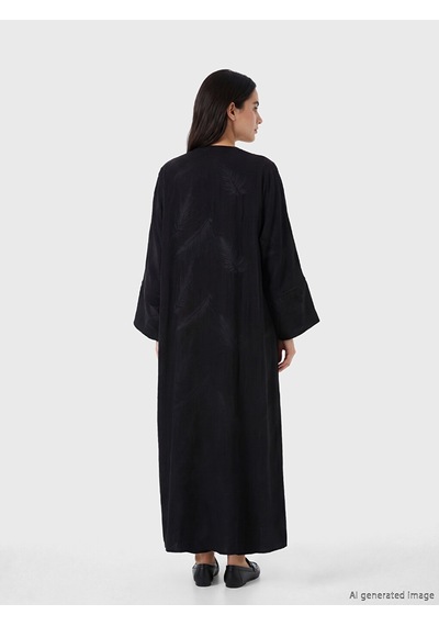 Lcw Modest Siyah V Yaka Desenli Kadın Kimono