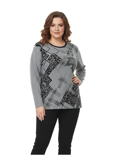 Baglan Kadın Yumoş Taşlı Baskılı Bluz Bgl-st05069 Gri