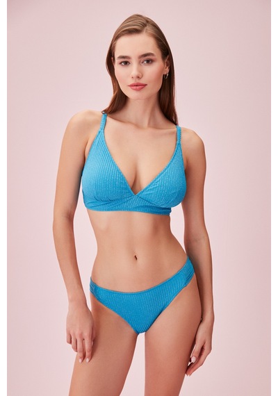 Suwen Yanı Pileli Dokulu Bikini Alt Sb24560t1321 Mavi