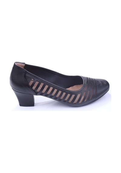 Gold Step 0370 Kadın Siyah 5 Cm Topuk Günlük Fileli Ayakkabı