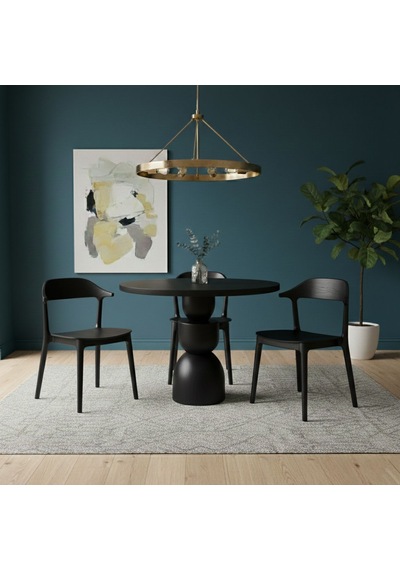 Orbis Yuvarlak Ahşap Yemek Masası 120x120 Siyah Orbis Yuvarlak Ahşap Yemek Masası 120x120 Siyah