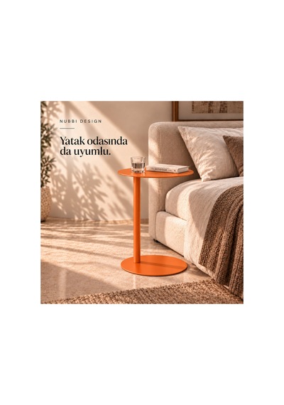 Slate Metal C Sehpa Modern Tasarım Elips Tablalı Minimalist Koltuk Yanı Sehpa Turuncu - 935314037 Turuncu