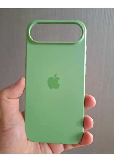 Apple Uyumlu iPhone 17 Air Logolu İçi Kadife Silikon Lansman Kılıf Açık Yeşil