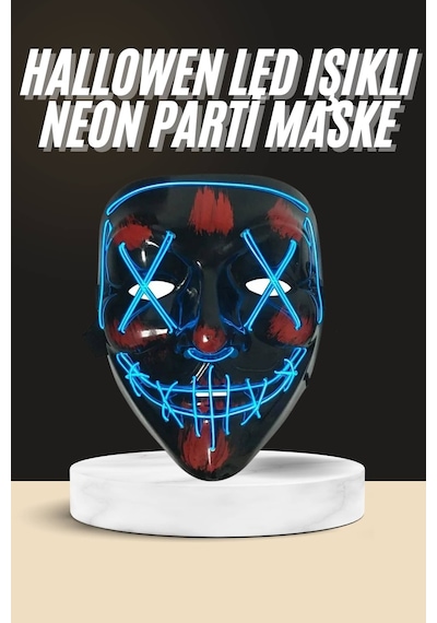 Işıklı Led Maske Parti Eğlence Maskesi Hallowen Csmtex - 46 Neon Maske