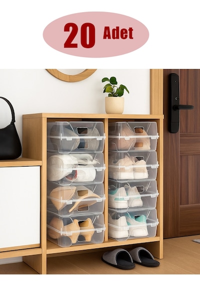 20'li Set Erkek Ayakkabı Ve Kadın Botu Saklama Kutusu Beyaz