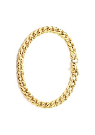 Gurmet Altın Kaplama Çelik Unisex Bileklik Zincir 6 Mm H081Bs Altın