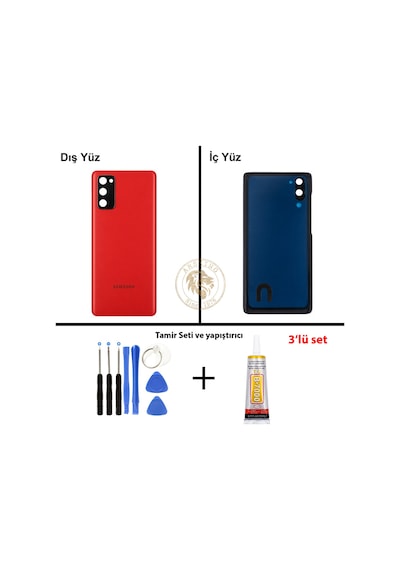 Samsung Galaxy S20 Fe Kırmızı Uyumlu Arka Kapak + Yapıştırıcı Ve Vida Seti