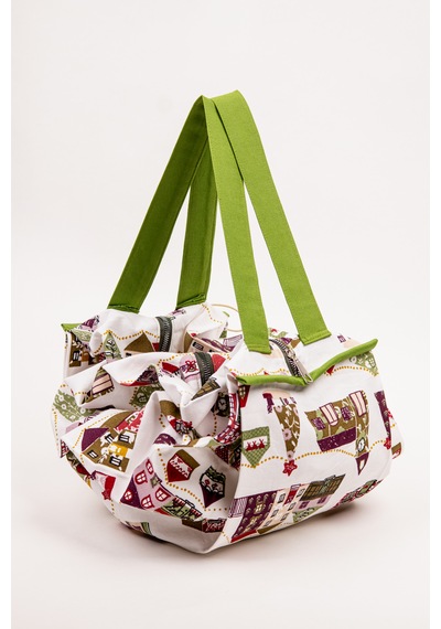 Fabric Craft Bag Yemek Taşıma Çantası Duck Kumaş Katlanabilir Büyük Boy Mutfak Taşıma Çantası Beyaz - Çok Renkli