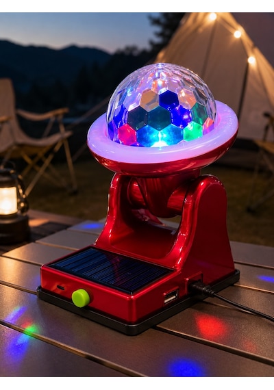 Şarjlı Rgb Projektör Lamba Güneş Enerjili Çok Fonksiyonlu Disco Işık Lambası Diğer