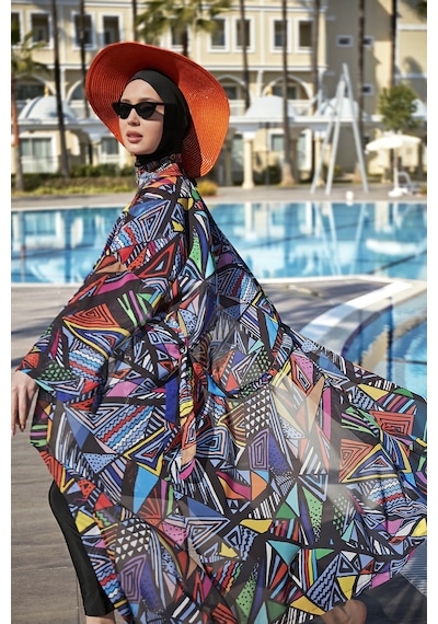 Remsa Mayo Remsa Tesettür Mayo Üzerine Tek Kaftan Kimono Pareo Rp020 Alina Siyah