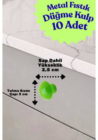 10 Adet Metal Yuvarlak Düğme Kulp - Çocuk Odası, Mutfak Ve Dolap İçin Modern Çekmece Kulbu Fıstık Fıstık
