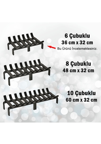 36 Cm X 32 Cm 6 Çubuklu Ekstra Şömine Izgarası Dar Gözlü Izgara