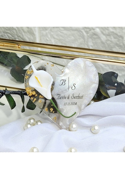 Laleli Epoksi Magnet Buzdolabı Süsü Nişan Nikah Şekeri H 30 Adet