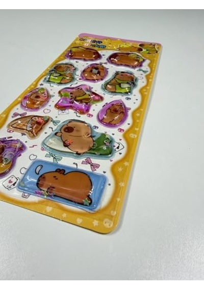 Capybara Temalı, Kabartmalı, 3d, Sulu, Simli Ve Boncuklu Sticker - Etiket No2 Abanoz