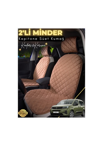 Opel Combo Uyumlu 2'li Süet Oto Koltuk Minderi Terletmez Universal Oto Koltuk Kılıfı A1 Kahverengi