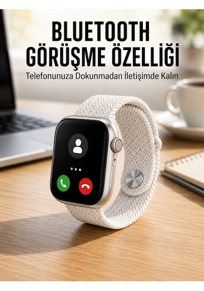 Akıllı Saat Tema Değiştirme Uyku Ve Sağlık Takibi Bluetooth Bağlantılı Beyaz