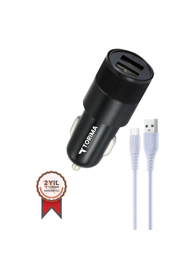 Torima C3 Micro Siyah Tüm Araçlara Uyumlu Araba Çakmaklık Çift Usb Girişli Oto Şarj Aleti Soketi