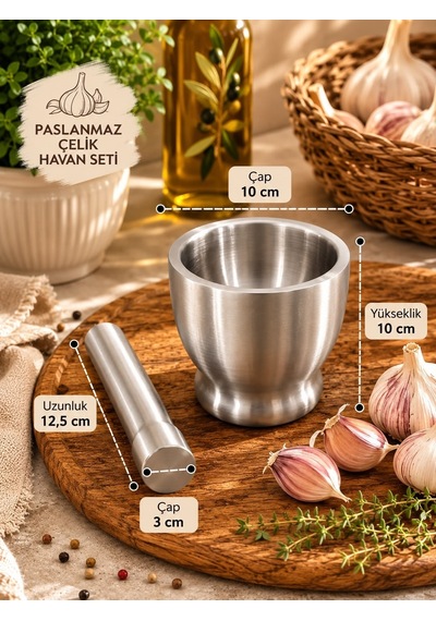 Qerhome Paslanmaz Çelik Havan