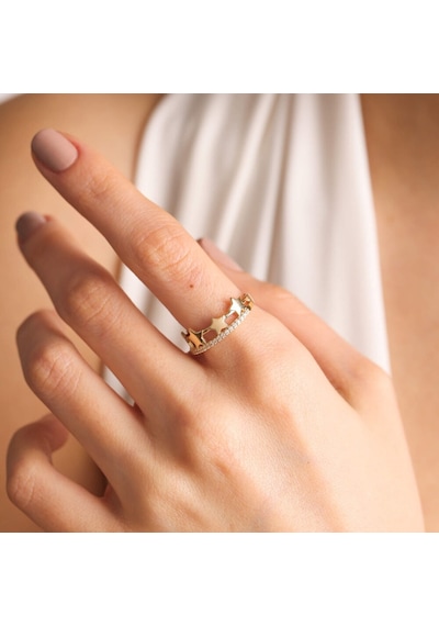 Altın Yıldız Yüzük 14K Yarımtur 530501154