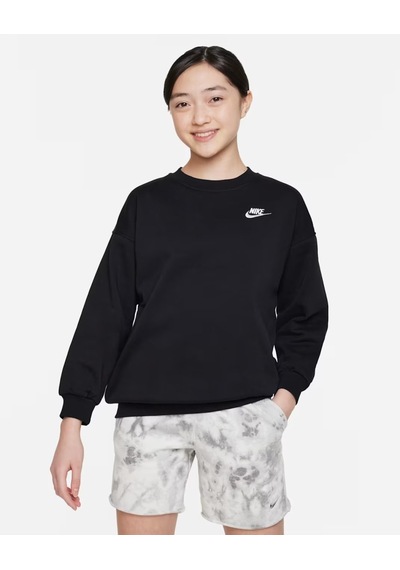 Nike Fd2923-010 Sportswear Club Fleece Büyük Çocuk Bol Kesimli Sweatshirt - Siyah