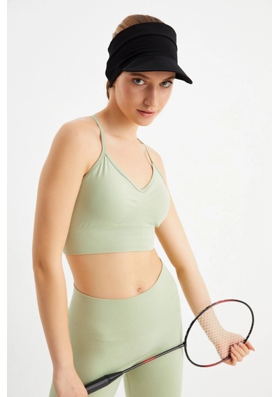 Butikgiz Kadın Uv Korumalı Katlanabilir Üstü Açık Yumuşak Siperli %100 Pamuklu Penye Tenis Vizör Şapka Siyah