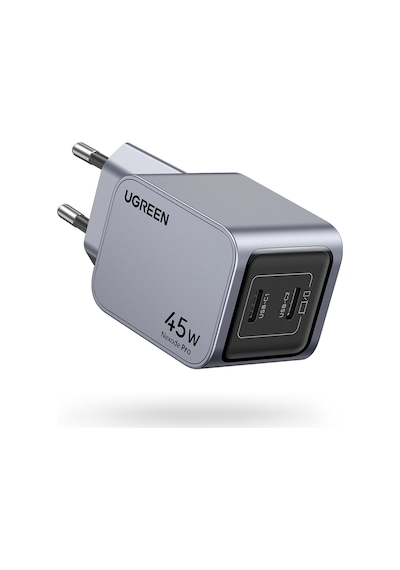 Ugreen Nexode Pro 45w Gan Hızlı Şarj Cihazı Usb-c Qc Pd 2xusb-c, Uzay Grisi, 35008