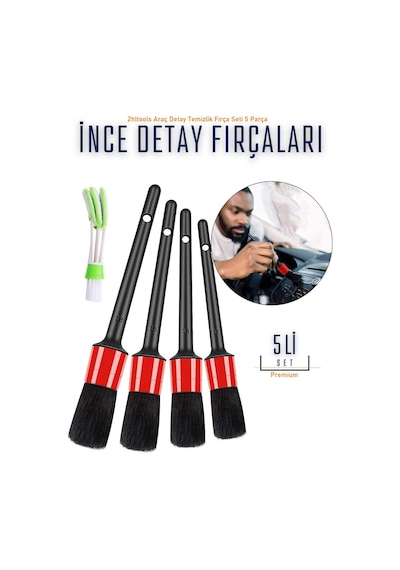 Zhltools Araç Detay Temizlik Fırça Seti 5 Parça Zt164