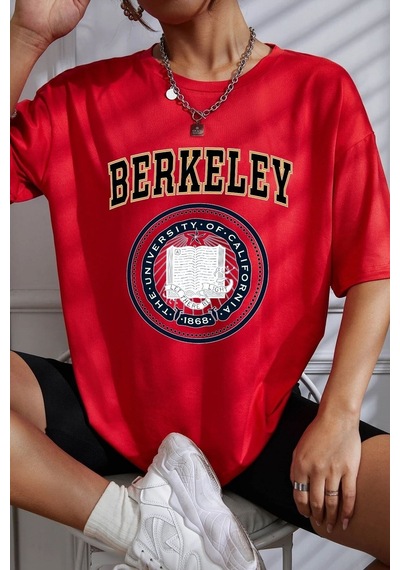 Flood Of Style Unisex Berkeley Baskılı T-shirt Kırmızı