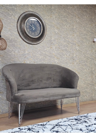 Zafir İkili Teddy Krom Kaplama Telli Ayak Çay Seti Koltuk İkili Berjer , Balkon, Salon, Ofis Kahverengi