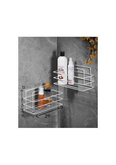 Sas Haus Yapışkanlı Duş Rafı, Delmeden Montaj Banyo Rafı, Paslanmaz Şampuanlık Organizer, Güçlü Yapı Sku: Smg8690010181831 Açık Ahşap