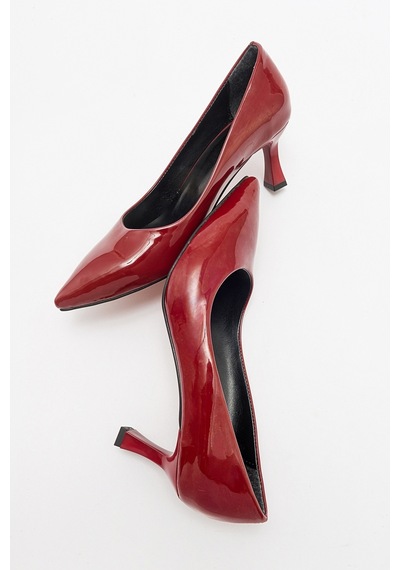 Luvishoes Pedra Bordo Rugan Kadın Topuklu Ayakkabı Bordo Rugan