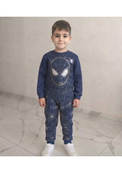 Zelhanbrand Erkek Çocuk Spiderman Desenli Eşofman Takımı Açık Lacivert