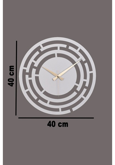 Labirent Model Metal Lazer Kesim Akar Sessiz Mekanizmalı Duvar Saati 40 40 Cm -m002 Beyaz