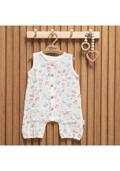 Tiffany Baby & Kids Tiffany Baby Müslin Sweet Theme Kısa Atlet Tulum 60023 Ekru