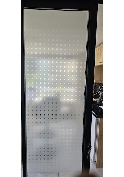 Technosmart 45x150cm Şeffaf Kare Desenli Buzlu Cam Kaplama Filmi Mutfak Ofis Pencere Banyo