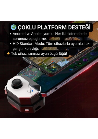 Coofbe Profesyonel Şarjlı Bluetooth Bağlantılı Telefon Joystick Kontrol Gamepad Mobil Oyun Kolu Tetik