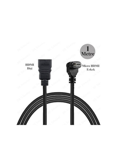 Micro HDMI to HDMI 90 Derece Dik Açılı Tablet Kamera Kablosu 1M