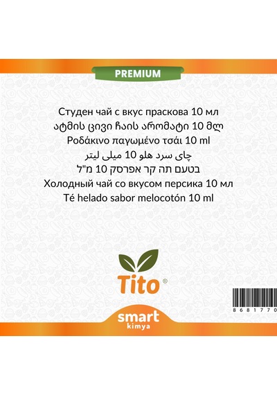 Premium Şeftalili Buzlu Çay Aroması 10 Ml