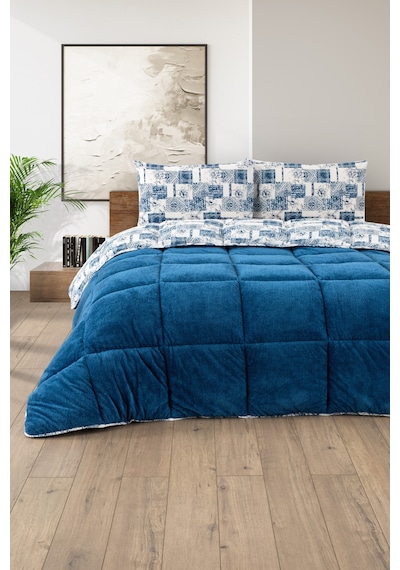 Battal Wellsoft Yorgan Çift Taraflı Yastık Kılıflı 215x235 Cm Mavi