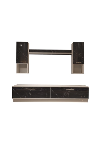 Decoraktiv Eko 5dab Mdf Std Tv Ünitesi Tv Sehpası Beyaz - Siyah Mermer