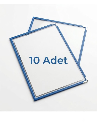 A4 Evrak Şömizi - 10'lu Paket Şeffaf Mavi Şömiz - Ofis Sunum Dosyası