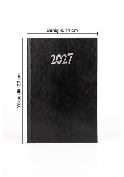 Cilt Bezi Eko 2027 Çizgili Günlük Ajanda 14x20 Hafta Sonları Tek Sayfada Siyah