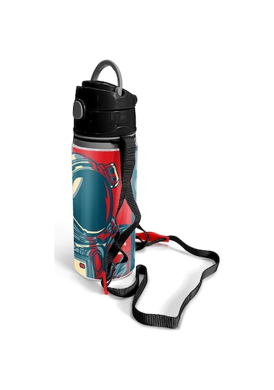 Coral High Kids Çivit Kırmızı Astronot Desenli Pipetli Alüminyum Matara 600 Ml 11941
