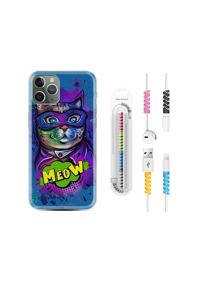 Apple Uyumlu iPhone 11 Pro Kılıf Kablo Koruyuculu Super Meow 1715